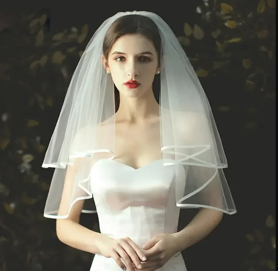 voile mariée blanc double couche tulle transparent clips peigne élégante classique légèrement opaque finement
