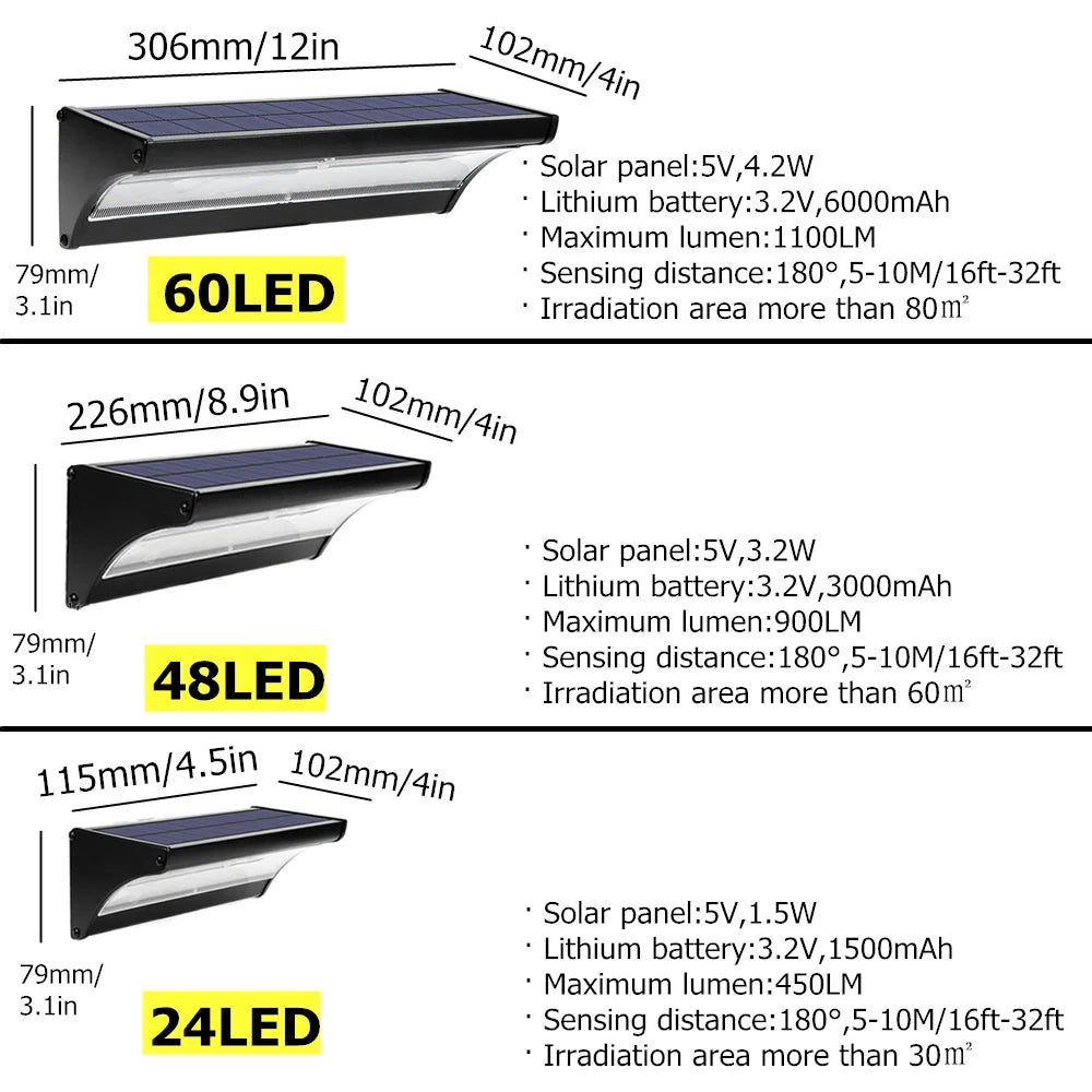 applique murale solaire led radar noir moderne batterie lithium panneau solaire ip65 6v