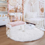tapis rond pelucheux rose moderne chambre enfants 100cm 120cm 140cm 160cm