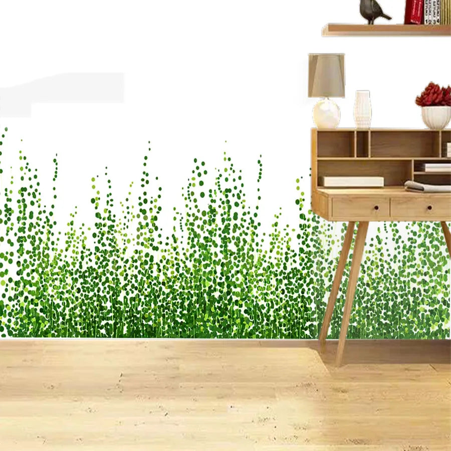 papier peint mural moderne feuilles vertes suspension chambre cuisine administratif salon