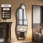 miroir moderne blanc noir ovale complet étagères intégrées pieds salon chambre