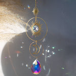 suspension décorative attrape soleil cristal lune soleil étoiles boho extérieur intérieur or transparent