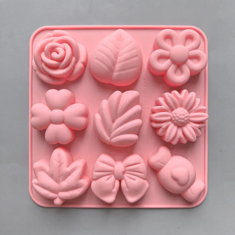 moules gâteaux silicone fleurs feuilles diy fondant chocolat savon bougies modernes