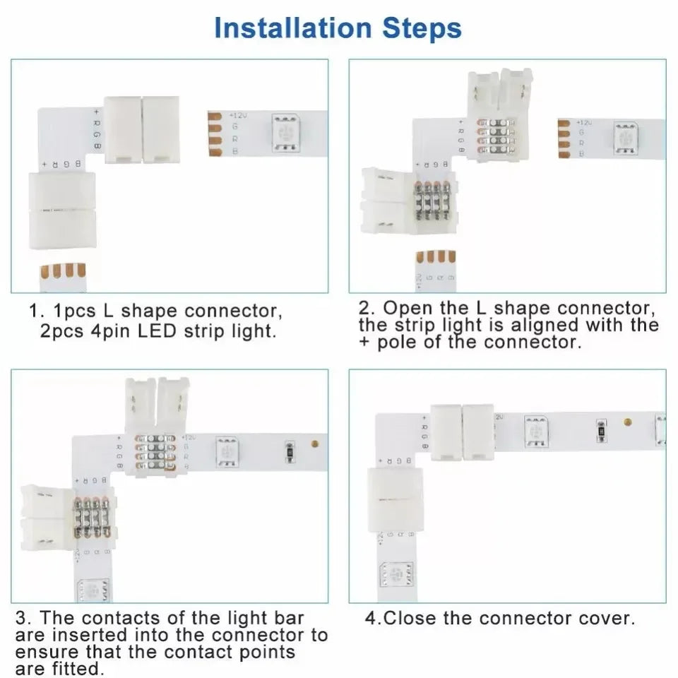 connecteurs led ruban 2pin 3pin 4pin 8mm 10mm adhésifs modernes blancs certifiés rohs cee