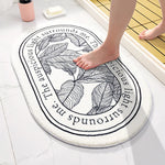 tapis bain antidérapant mousse pe polyester moderne feuilles léopard fruits lettrage blanc noir vert