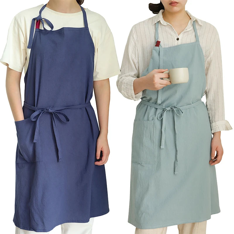 tablier coton bleu marine noir poche ajustement nœuds élégants résistance taches cuisine classique fonctionnel