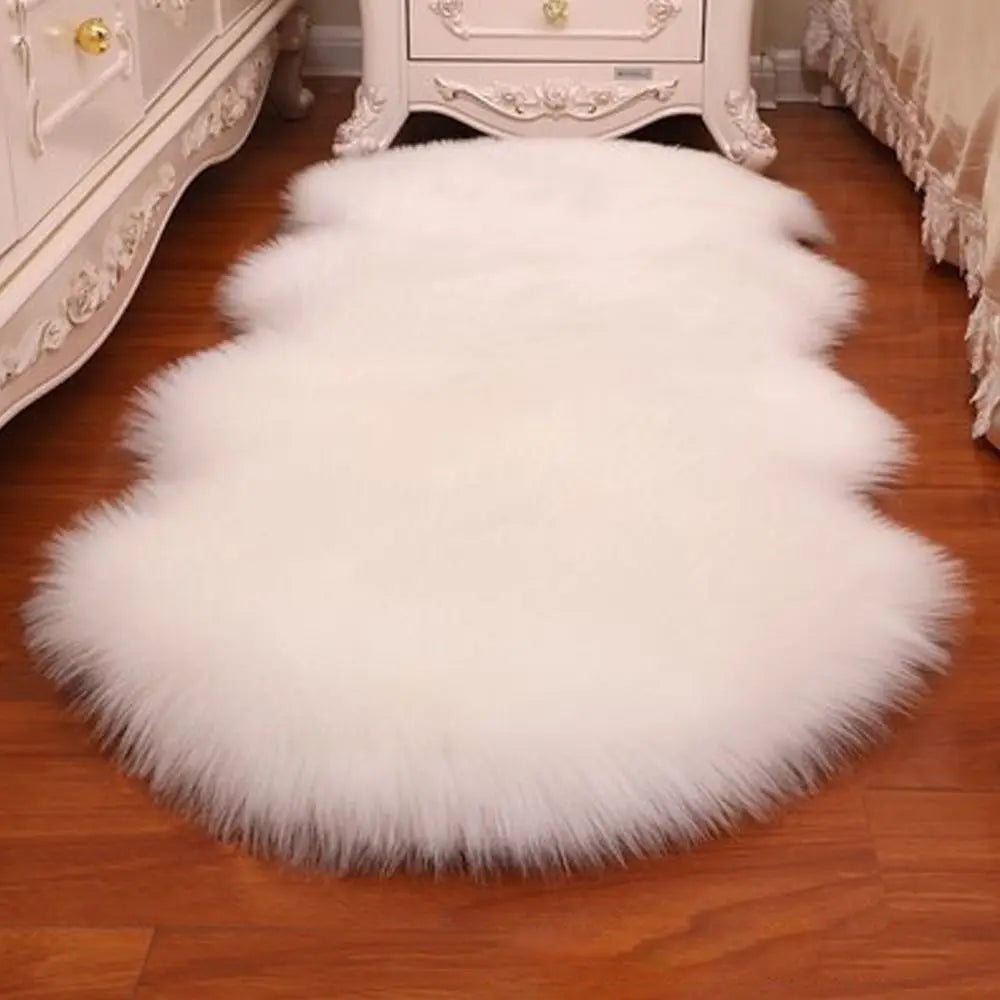 tapis fourre épais doux blanc moderne maison solide antidérapant pvc washable