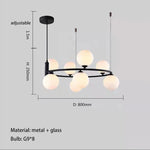 suspension luminaire moderne sphères verre translucides anneau métal doré salon chambre scandinave