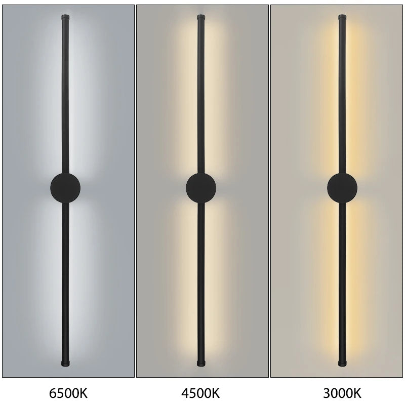 lampe murale led moderne noire 40cm 60cm 80cm 100cm 120cm aluminium
