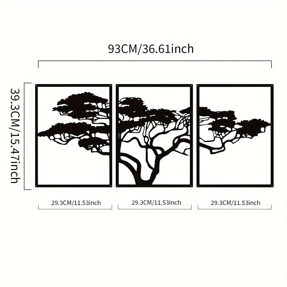 décoration murale sculpture moderne arbre silhouette métal noir branches détaillées