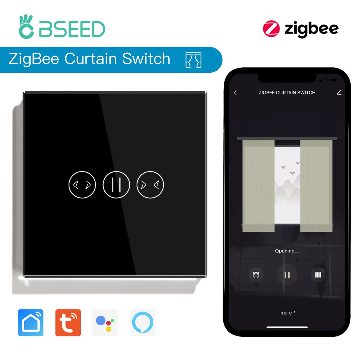 commutateur rideau zigbee intelligent commande vocale application blanc moderne 5a 1000w 90v 250v