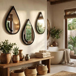 miroirs goutte d'eau noirs modernes fixer mur imperméables 15cmx9cm set