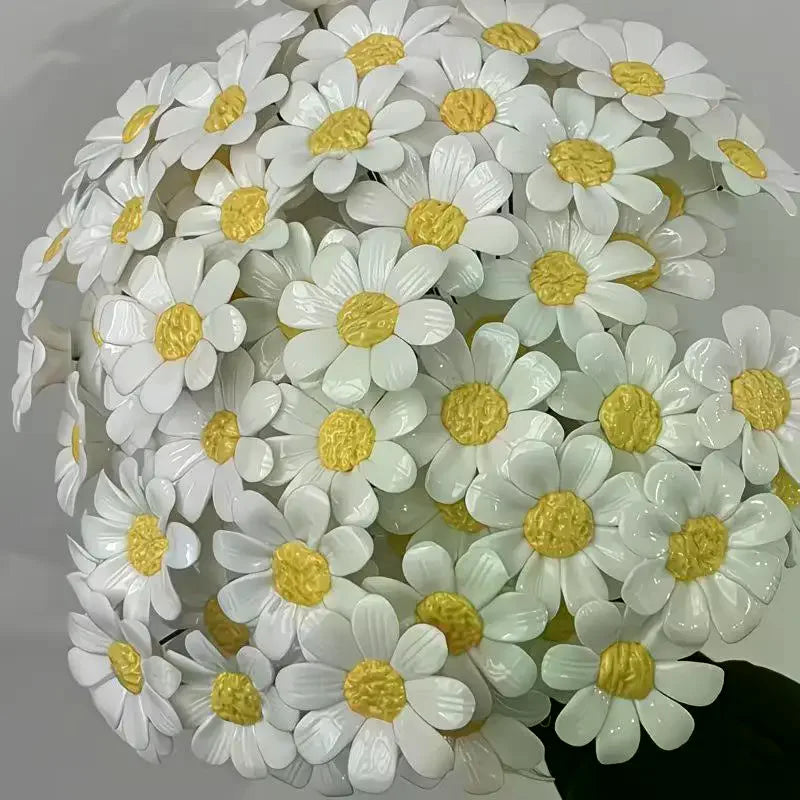 décoration intérieure fleurs artificielles marguerites céramique blanc jaune réaliste saint valentin fête