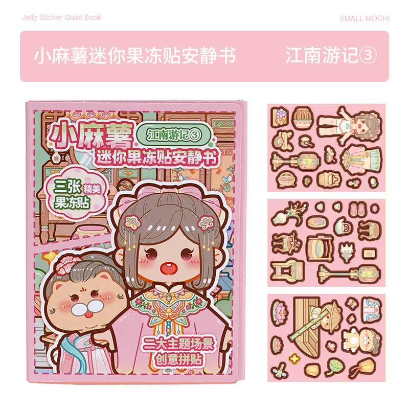 livre stickers rose traditionnels chinois personnages objets floraux adhésifs jeu habillage illustrations mutisme vintage
