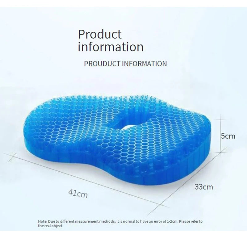 coussin soutien bleu réseau hexagonal contemporain gel respirant antidérapants adultes rond