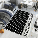 tapis moderne piano key polka dot bleu clair marron antidérapant intérieur extérieur chambre salon
