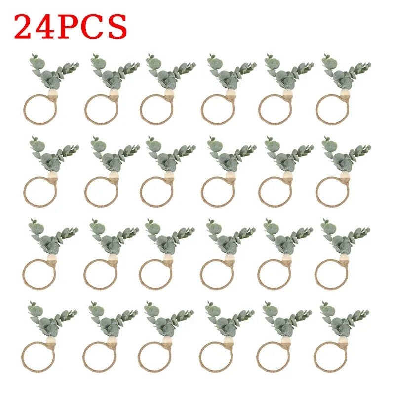 anneaux serviettes bois feuilles eucalyptus rustique naturel decoration table restaurant