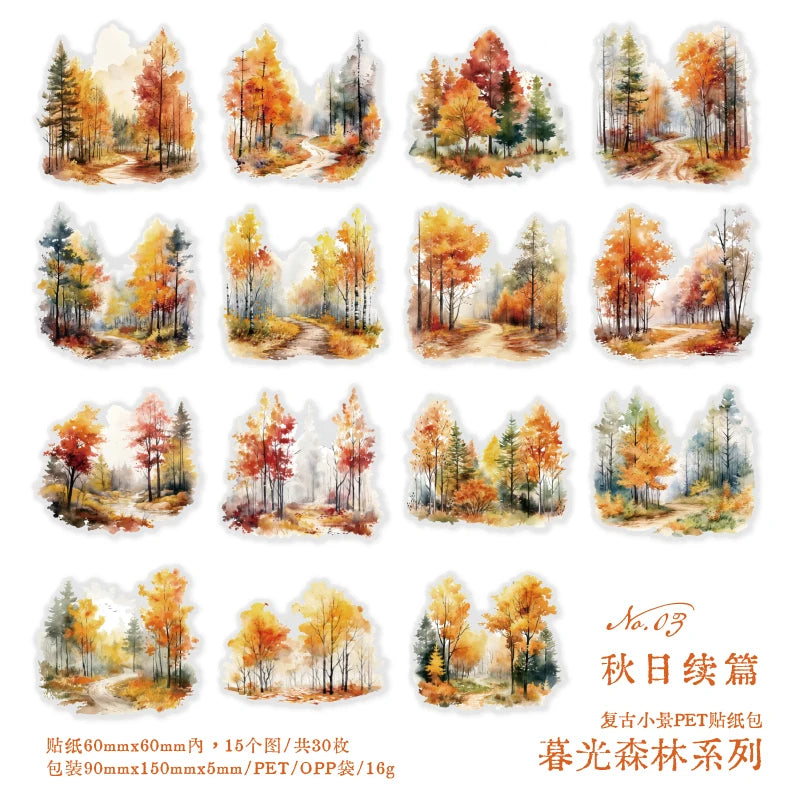 autocollants paysages naturels scrapbooking bricolage opaques vert bleu blanc rose marron jaune gris forêt