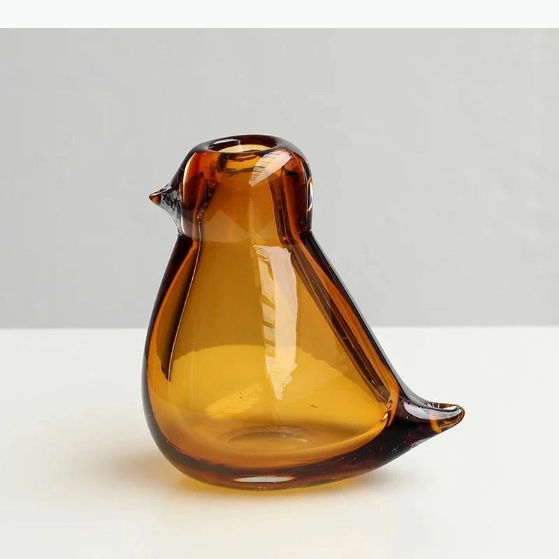 vase oiseau moderne couleur ambre tulipe rouge décoration table translucide contemporain