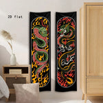 affiche murale serpent feu graphique noire verte rouge orangée jaune imprimée 150x40cm graphique stylisée