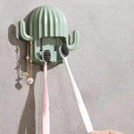 porte brosse dents cactus adhésif moderne vert blanc rose salle bains organisateur