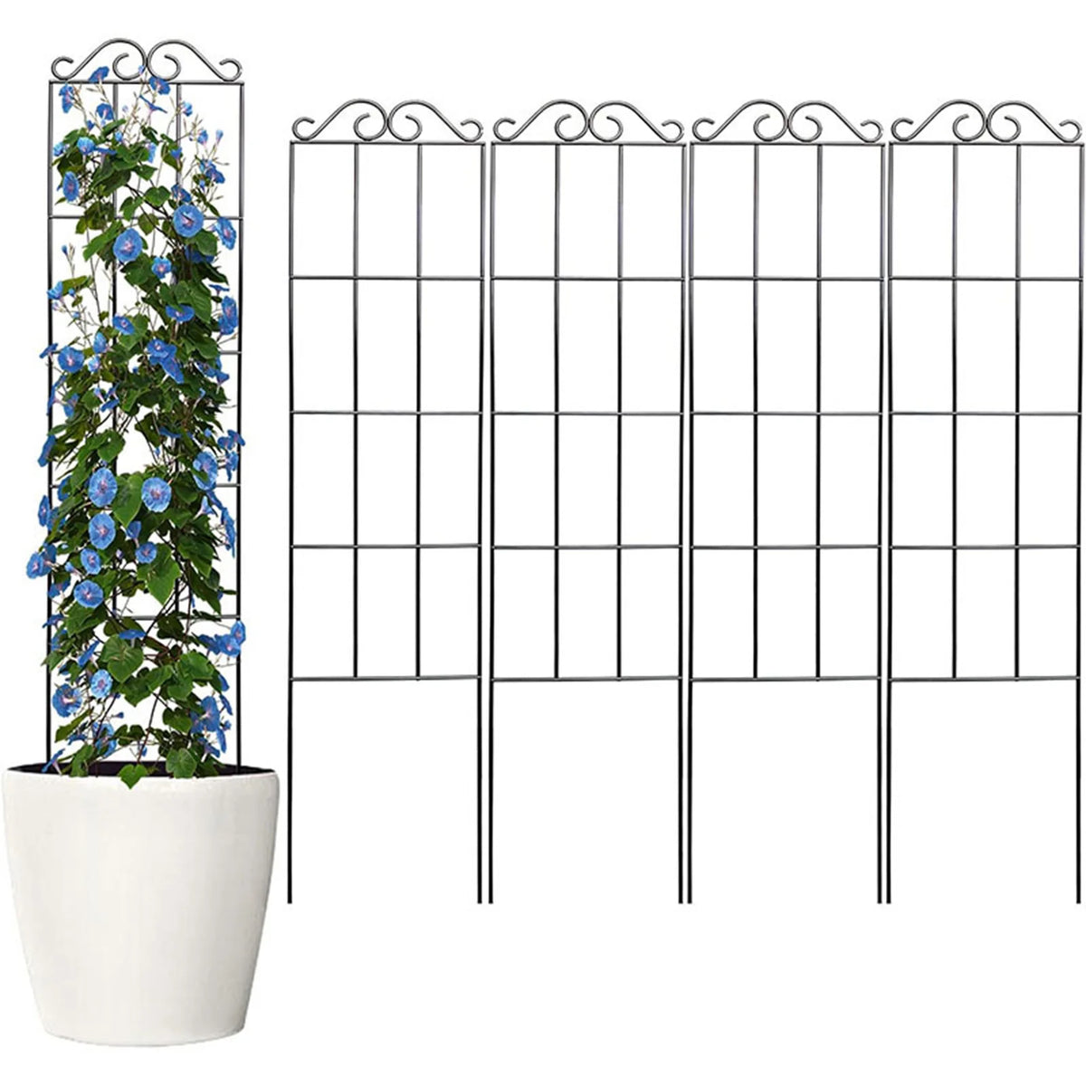 treillis métallique noir grille spirales décoration classique plantable pots 50cm hauteur plantes grimpantes