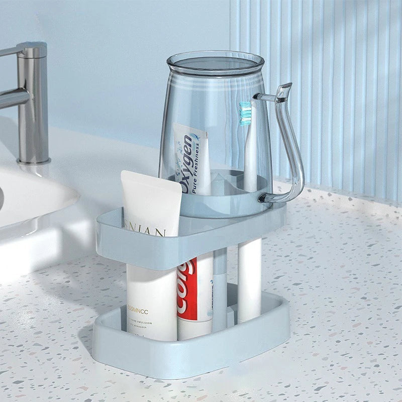 support rangement salle bain blanc moderne pratique adhésif flacon crème brosse dents gel dentaire