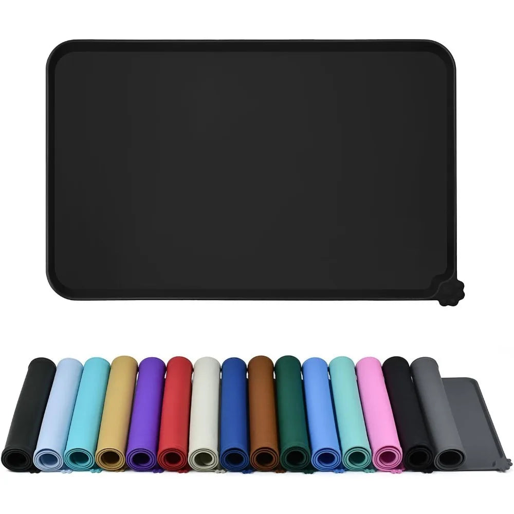 tapis alimentation impermeable silicone bord eleve animaux compagnie moderne noir gris rose
