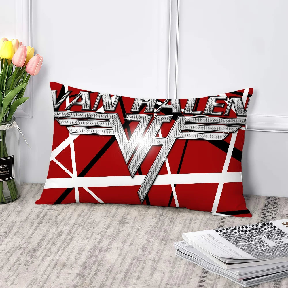housse coussin imprimé rock band van halen 100 polyester double face moderne diagonale rouge