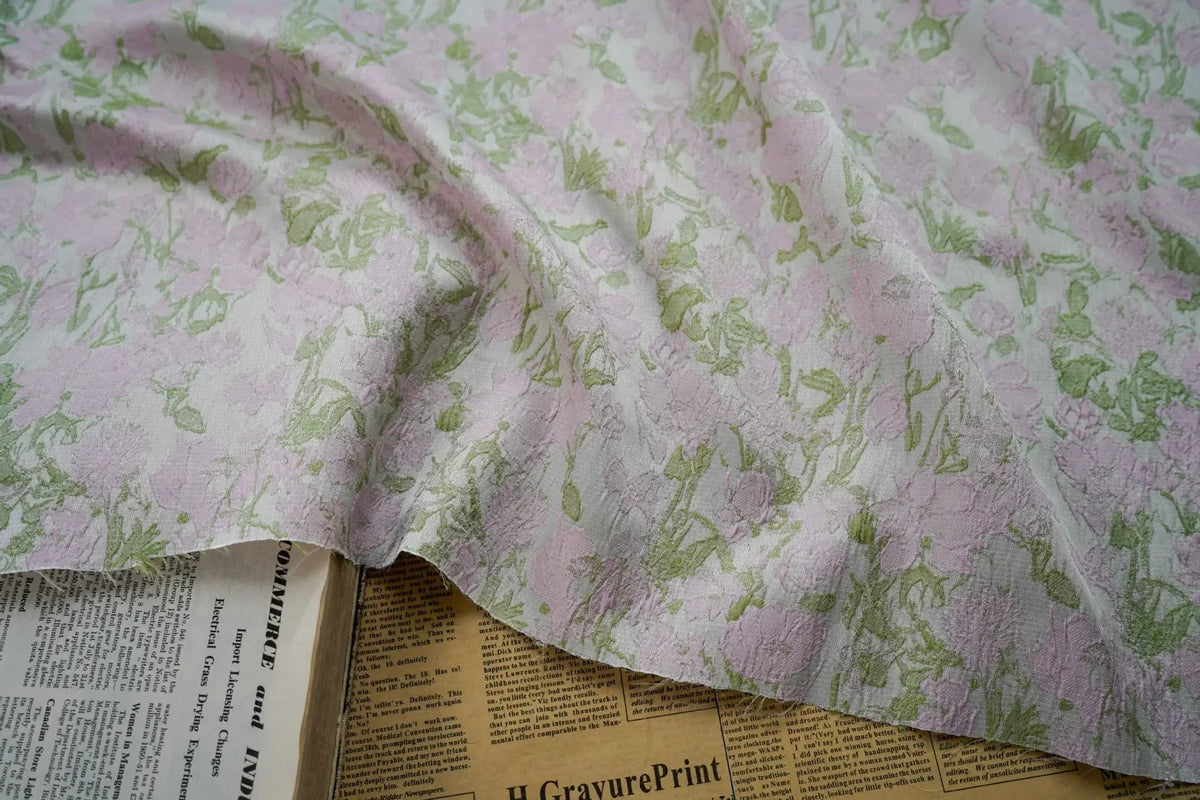 tissu polyester jaune vert blanc fleurs simple texture douce classique résistant printemps automne coudre