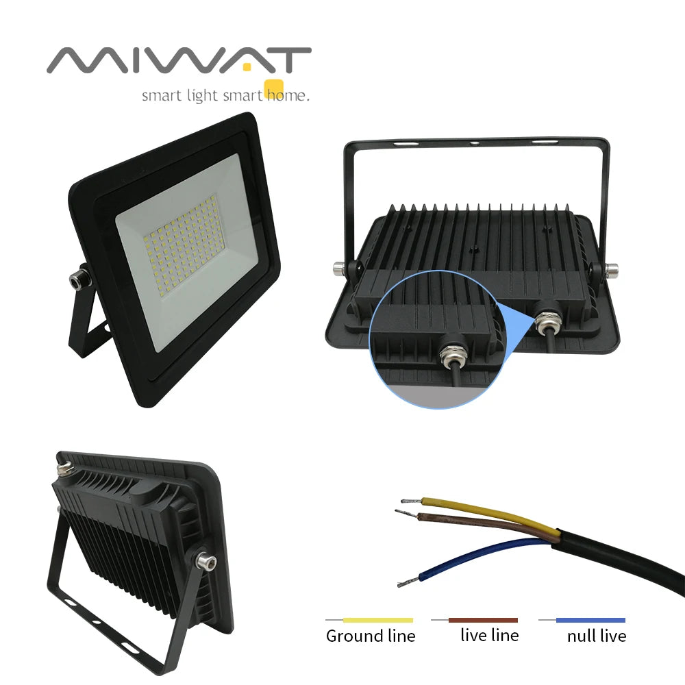 projecteur led extérieur noir étanche ip68 grille refroidissement éclairage mur extérieur