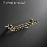 ensemble accessoires salle bain doré porte serviettes mural crochet métal moderne luxe