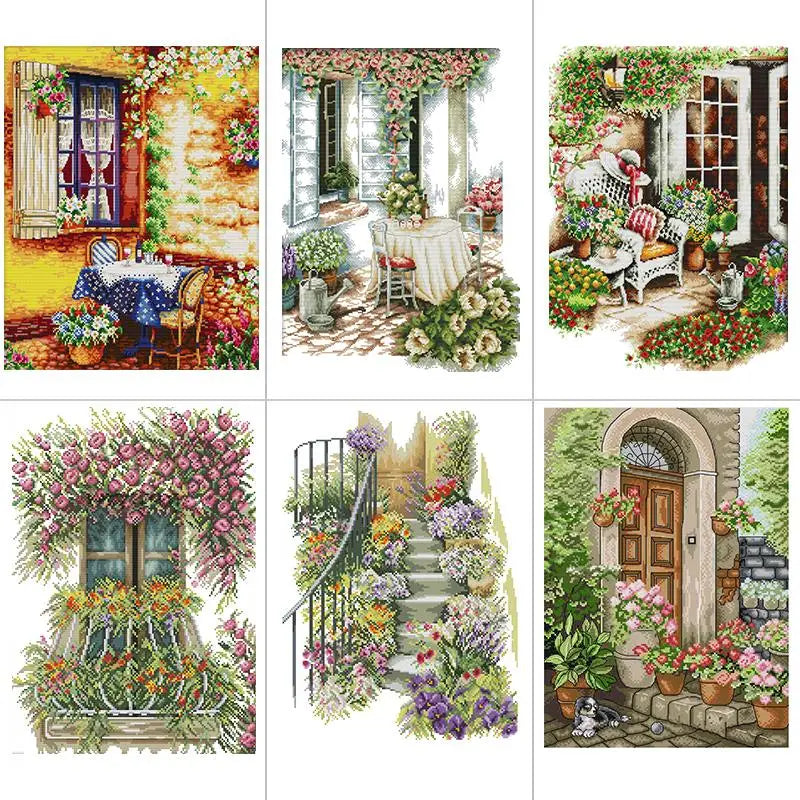 toile broderie floral paysagère multicolore traditionnelle accessoires intérieurs coton broderie DIY