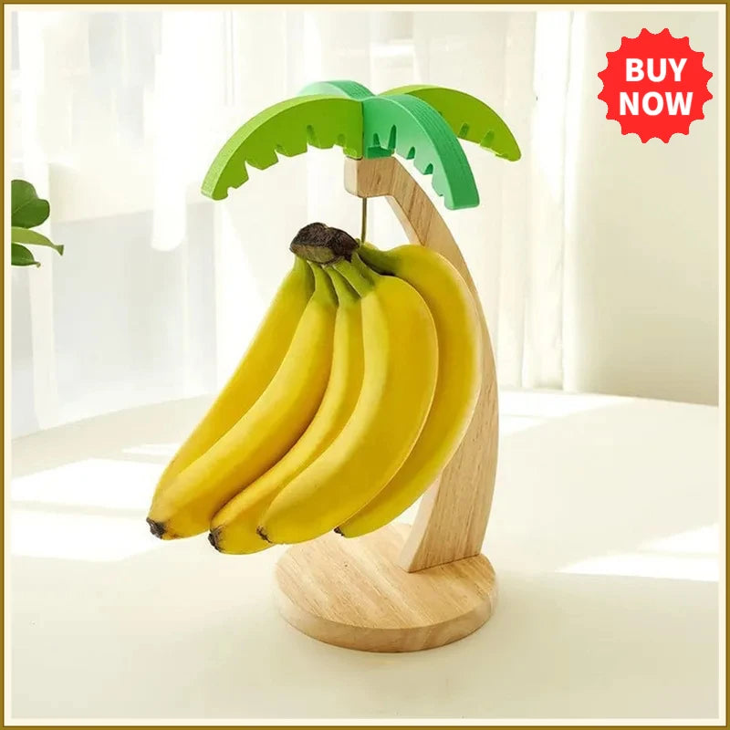 support bananes bois naturel feuilles vertes moderne étagère suspendue rangement fruits deco cuisine vis