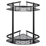 étagère salle bain adhésive noir argenté moderne minimaliste niveaux rondes perforées 10kg charge