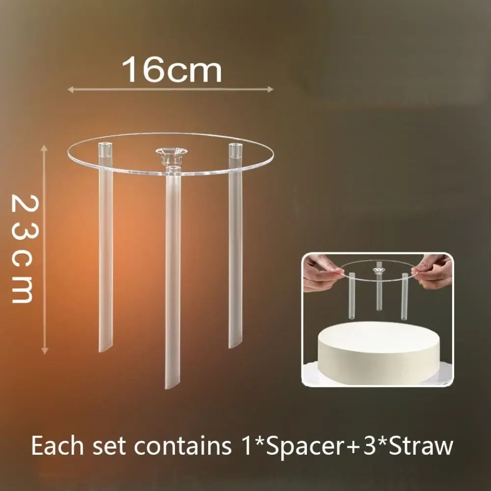 Support gâteau transparent multi niveaux tiges ensembles straws spacers rond moderne