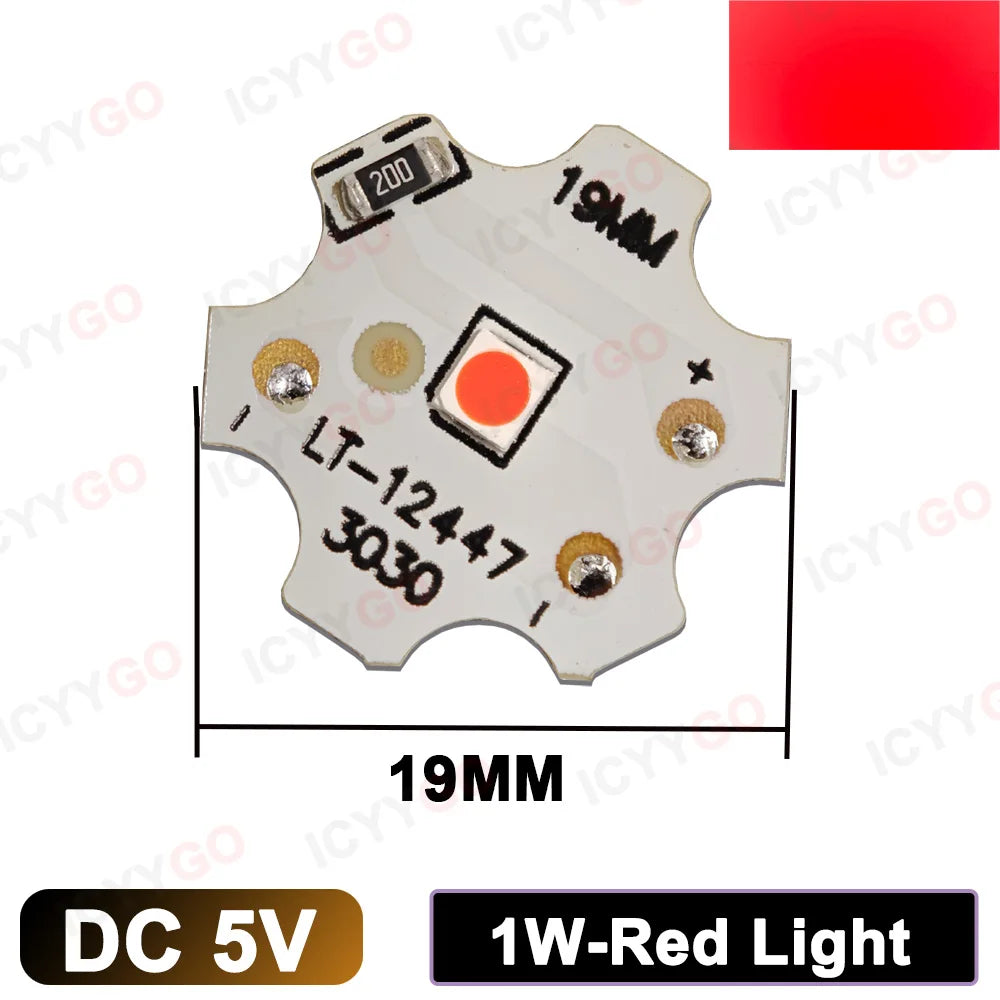 diodes led blanc rouge vert bleu moderne 19mm 1w 5v 300ma 120lm
