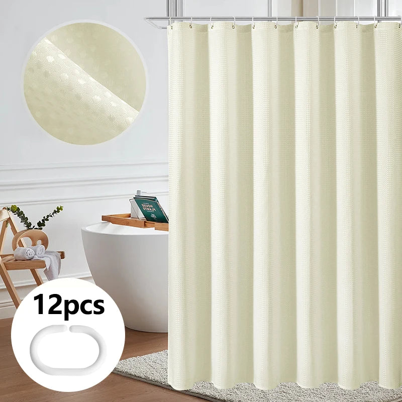 rideau douche waffle moderne minimaliste beige vert gris blanc 12 métalliques opacité variable