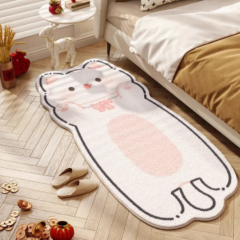 tapis gris moderne dessin animé chats doux non glissant chambre salon polyester