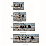 tapis sol imperméable antidérapant polyester flanelle bleu clair gris naturel camping rustique happy camper
