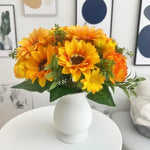 bouquet fleurs artificielles tournesol moderne orange jaune rouge blanc vert décoration intérieure mariage anniversaire