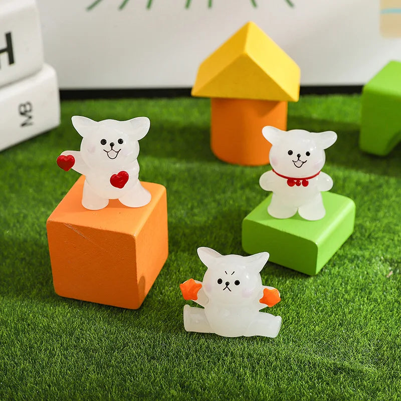 ornements animaux mignons figurines verre cartoon coeurs lunettes rubans maison jardin chambre decoration diys