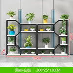 étagère modulaire métal bois industriel plantes d'intérieur pots fleurs blanc