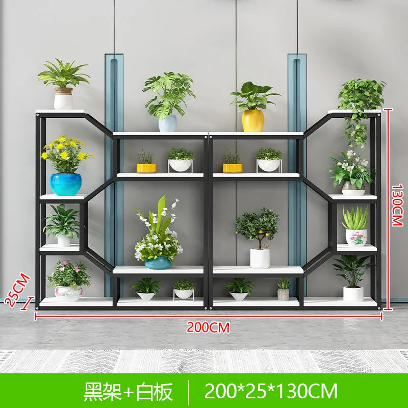 étagère modulaire métal bois industriel plantes d'intérieur pots fleurs blanc