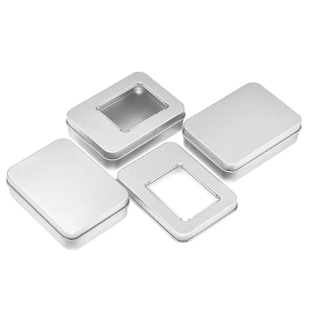 boîtes rangement métal modernes argentées noires réutilisables respectueux environnement 95x70x25mm