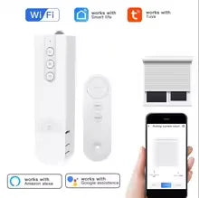 moteur store roulant blanc moderne adhésif boutons stop open close timer voice remote bluetooth