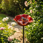 bassin oiseaux rouge forme fleur moderne tringle extérieur jardin fleuri