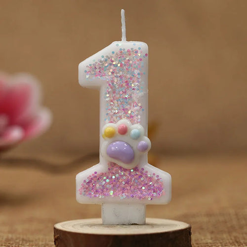 bougie anniversaire chiffre licorne rose paillettes décoration gâteau enfant fête brillant décoratif enfantin