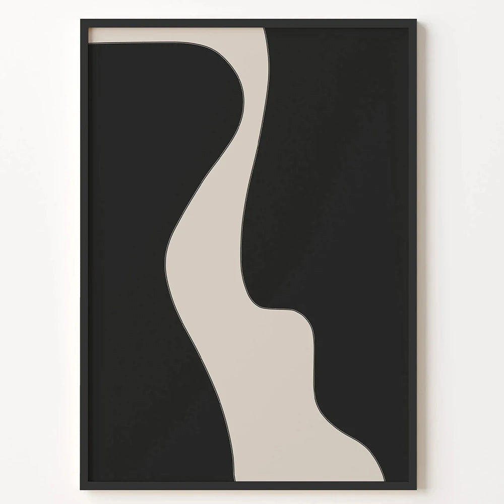 affiche abstraite moderne minimaliste noire blanche beige salon chambre enfant decoration murale