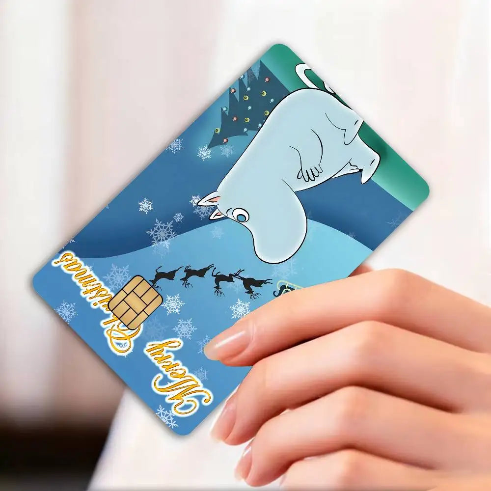 autocollants dessin animé moomins riviera carte bancaire réutilisable waterproof orange illustration classique